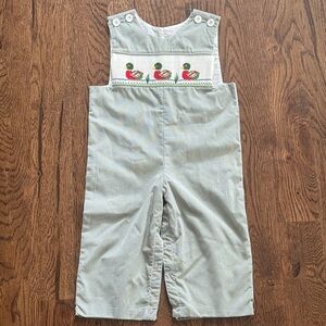 Remember Nguyen Green Gingham Duck Smocked Boys Romper